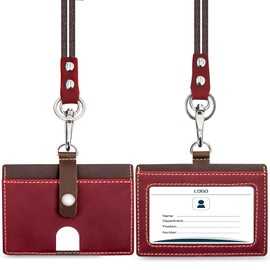 Boshiho ID Card Holder, Horizontal, Genuine Leather, Name Holder, 3 Cards, 2 Sides, Card Case, Commuter Pass Case, Key Ring, Employee ID Card Case, Women's, Men's, Stylish, Bi-Color, For Work or