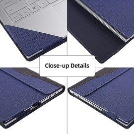 WODBAO for HP Laptop Case Envy x360 15t-fe 15-fh 15z-fh 15-fe 15-ew 15t-ew 15z-ey and HP Pavilion x360 Convertible 15t-dw 15-er, 15.6" PU Leather Case Detachable Laptop Case (Dark Blue)