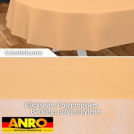 Oilcloth Tablecloth, Washable, Oilcloth, Garden Tablecloth, Outdoor, Indoor, Oval, 180 x 140 cm, Cut Edge, Apricot