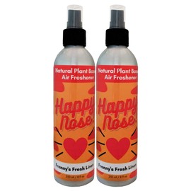 Happy Nose! Natural Plant-Based Air Freshener, Odor Neutralizer Spray for Home, Work, Pets, Vehicle, Smoke, Sports Equipment (Franny's Fresh Linen, 2 Pack)