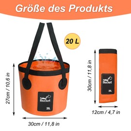 Foldable Bucket, Multifunctional Folding Bucket, Lightweight Outdoor Folding Bucket, Sink Collapsible, Camping Bucket for Hiking Travel, (Orange, 20 L)