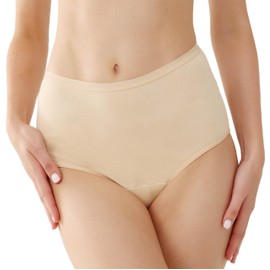 REELINDRY Washable Incontinence Underwear for Women, 2 oz High Rise Leak Proof Absorbent Briefs for Postpartum Bladder Leakage 1 Pack (Beige, L)