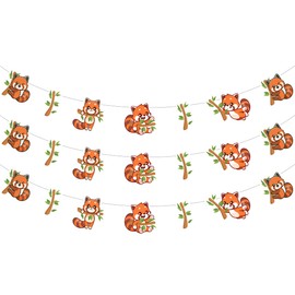 Sursurprise Red Panda Party Decorations, 3PCS Red Panda Banners, Red Panda Birthday Baby Shower Decorations Party Supplies
