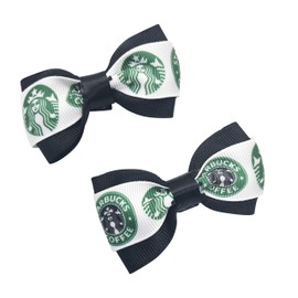 Coffee Girls Hair Bow Set, Little Girl Bows, Pigtail Hair Bows, Toddler Hair Bows,