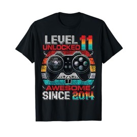 Level 11 Unlocked Awesome Since 2014 11th Birthday Gaming T-Shirt
