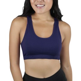 ToBeInStyle - Brasier deportivo básico de mezcla de algodón para mujer, marino, S