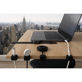 Cable Organizer Clips (8 Pack, Magnetic Black)- Desk Organizer, Charger Holder, Wire Management on Desks, Cord Holder for Nightstand, and Appliance Organization. Tidy Solution for Home, Office, Car.