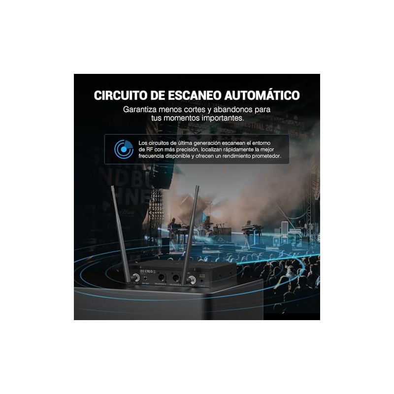 Phenyx Pro Sistema de Micrófono Inalámbrico UHF Dual PTU-71-2H
