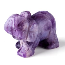 GUJOXILA Amethyst Elephant Ornament Crystals Gifts for Women Elephant Gifts Elephant Statue Figurine Decoration Polished Purple Cute Luck Small Home Office Desk Decor 1.5"