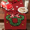 Seliem Merry Christmas Mouse Wreath Table Runner, Xmas Red Polka