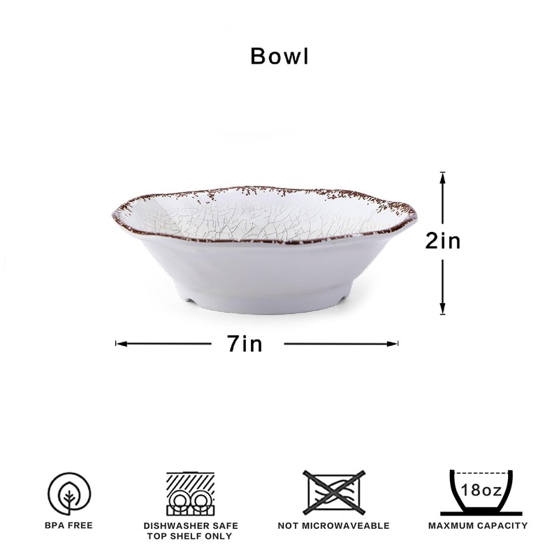 LEHAHA Melamine Bowls Set, 100% Melamine 24 OZ Salad/Soup/Pasta/Cereal Bowls