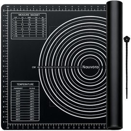 Nauvora Extra Large Baking Mat - 28" Silicone Pastry Mat, Reusable Non-Stick Dough Mat with Measurement for Fondant, Rolling Dough, Pie Crust, Pizza and Cookies, Black