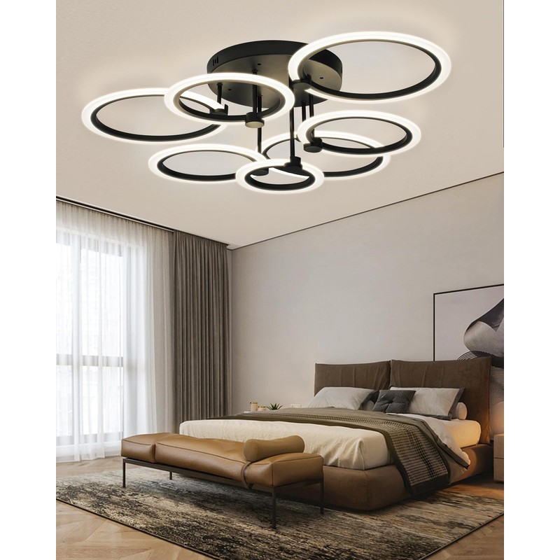SEABLE Modern LED Ceiling Light 7 Rings Dimmable Ceiling Light