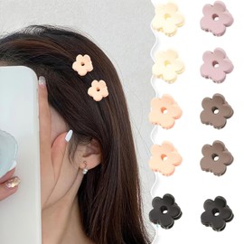 10Pcs/Box Mini Flower Hair Claws Clips, Multicolor Cute Flower Claw Clips for Thick Long Hair Mini Claw Styling Securing Hair for Women