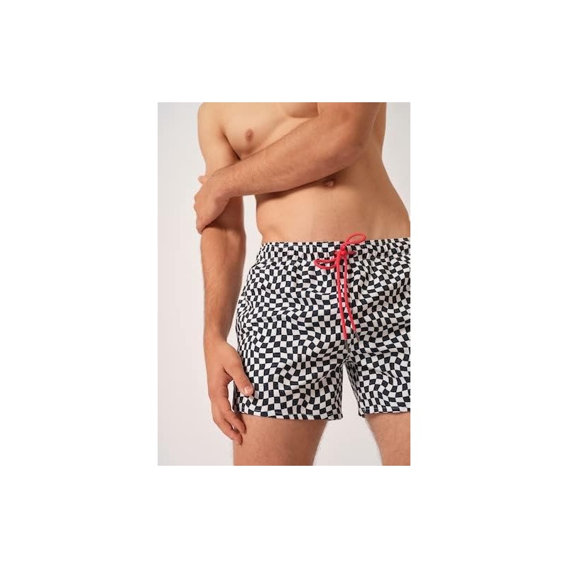 Skiny Men's Swimwear Trunks, Whiteblue Check, L