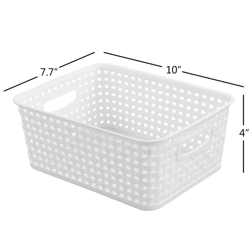 NICESH 6-Pack White Plastic Small Storage Baskets, 10" x 7.7"