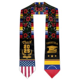 ZINYAM Venezuela Graduation Stole Class of 2025 Venezuela American Flag Graduation Sash 72" Graduate Honor Stoles