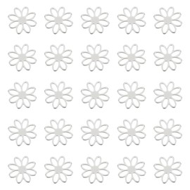 UNICRAFTALE Pack of 30 201 Stainless Steel Connecting Charms, Flower Connecting Pendants, Metal Hollow Charm Bracelet, Connecting Charm, Small Flowers Charm for Earrings, Necklaces, Jewellery Making,