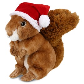 DolliBu Santa Squirrel Stuffed Animal Plush Toy - Super Soft Wild Animal Dress Up with Red Santa Claus Outfit, Cute Wildlife Gift, Perfect Holiday with Name Personalization - 8.5 Inches