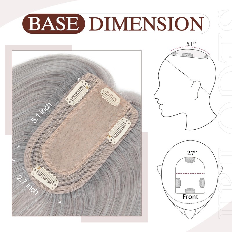 SEGO Hair Topper for Women, No Bangs Real Human Hair