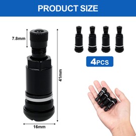 Pack of 4 Metal Valves for Alloy Wheels, Universal Valves Tyre Car Metal Black, 11.3 mm Valve Holes Tyre Valve, Car Tyre Valve for Car, Motorcycle, Bicycle, Durable and Versatile Compatible