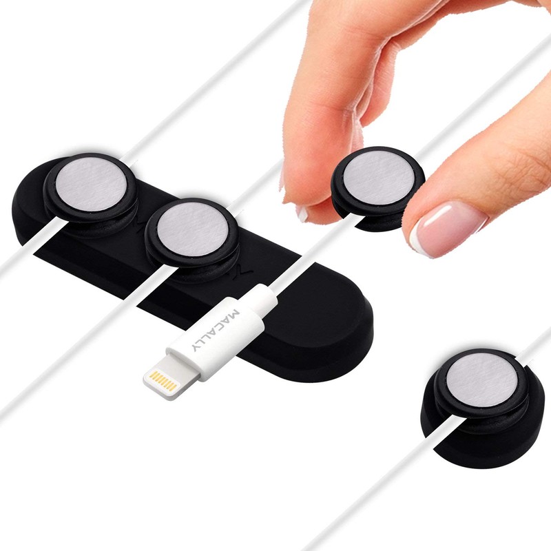 Macally CABLEHOLDMAG Magnetic Cable Holder, Black