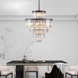 Luxury Crystal Chandelier Lighting Modern 15-Light Contemporary K9 Crystal Chandelier Suitable for Living Dining Room EntrywayShade  color: Black, Design Style: Modern, Lamp Power(W): 60, Number of Lights: 15