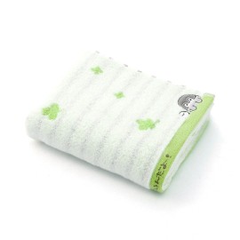 Koupenchan 53-0082130 53-0082130 Face Towel, Green, Pile, Border, Clover, Fluffy, Approx. 13.4 x 31.5 inches (34 x 80 cm)