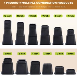 BTSD-home Bed Risers 6 Inch Heavy Duty Adjustable Bed Raisers Blocks Lift 5 or 6 Inch Suitable for Couch Desk Chair and Sofa Black 4 Pack