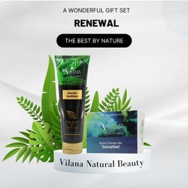Renewal Hair Care Gift Set by Vilana | Natural Shampoo Bar 'Sensation' 70g – Tones the Scalp, Reduces Hair Loss & Restores Shine | Mint Hair Conditioner 200ml – Moisturises, Nourishes & Softens Hair
