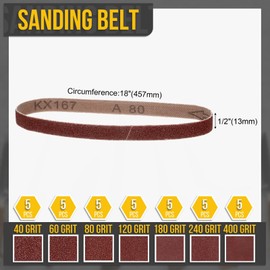 CoCud 1/2 x 18 Inch Sanding Belt, 35 Pcs 40/60/80/120/180/240/400 Grit Knife Sharpener Belts Work Sharpening for Belt Sander Knife Carving Tool Metal Working