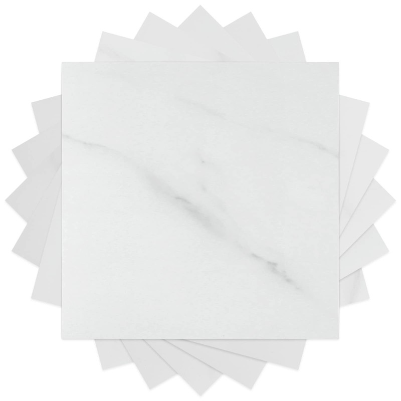 WESTICK White Marble Bathroom Stick on Floor Tiles Peel and