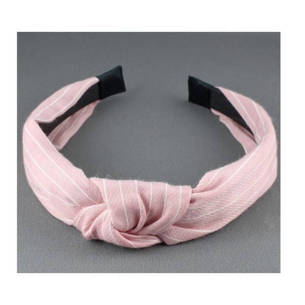 Pink White pinstripe turban knot headband stripe fabric covered band