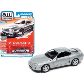 Auto World 1993 Toyota Supra Alpine Silver 1:64 Diecast Model Car - Autoworld - 64302A