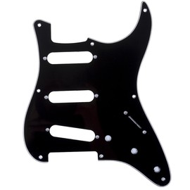 Musiclily Pro 8-Hole 50s 57 Vintage Style Strat SSS Guitar Pickguard for American Stratocaster, 3Ply Black