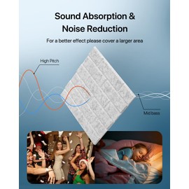Kuchoow Soundproof Wall Panels, Sound Proof Panels for Wall,12 Pack Acoustic Panels Sound Absorbing Self Adhesive, Brick Acoustic Wall Panels for Home, Room, Ceiling, 12"×12"×0.4",Gray