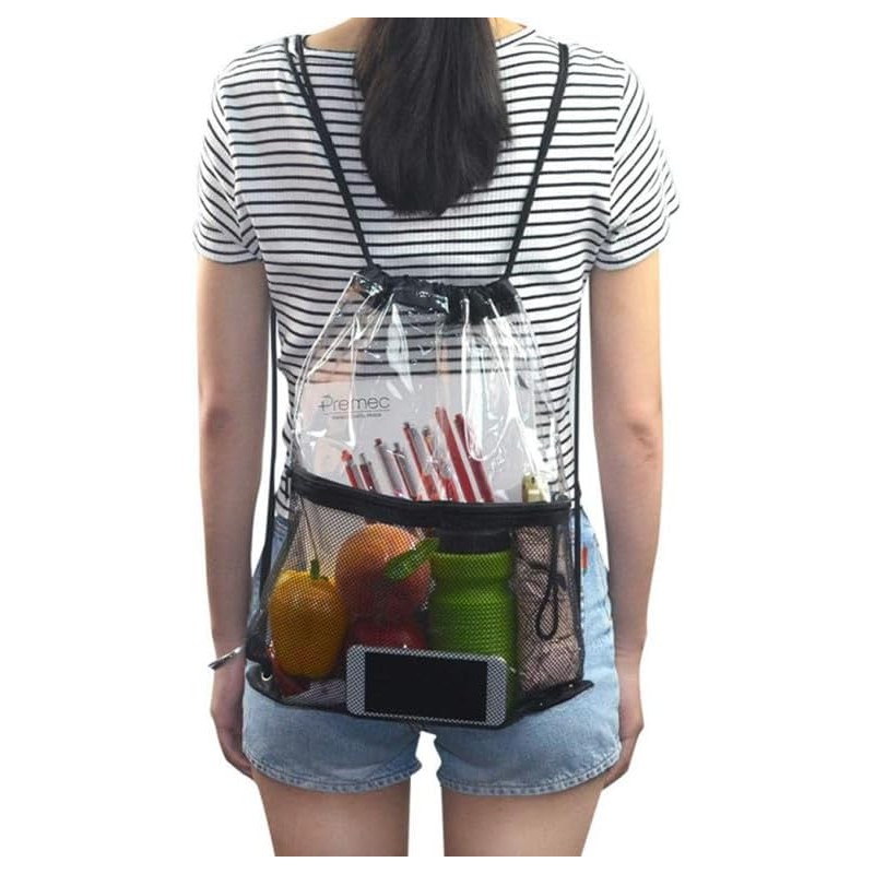 Bolsa de Playa Transparente Plegable de PVC Cordón 34x45 CM
