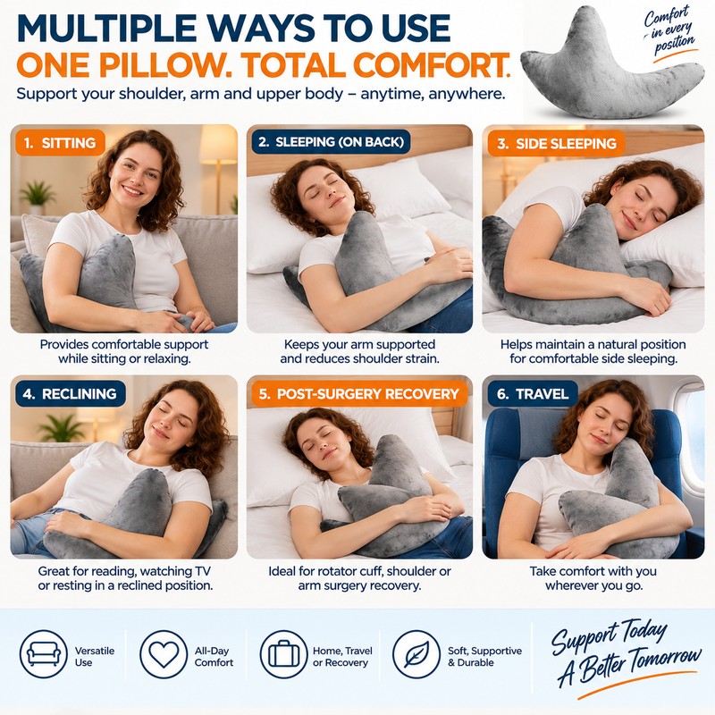 Rotator Cuff Shoulder Support Pillow for Side Sleeping – Ergonomic