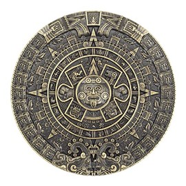 Longcreek Aztec Calendar Belt Buckle for Men, Aztec Mayan Indian Calendar Belt Buckle, Vintage Aztec Calendar, Round Belt Buckle, Punk Western Cowboy Belt Buckle, bronze