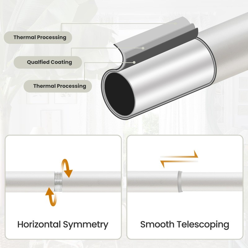 Heavy Duty Curtain Rod 36 to 120 Inches (3-10 ft)，1-Inch