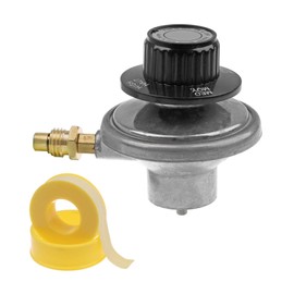 Timsec Propane Gas Pressure Regulator for Table Top BBQ Grill, with M12 Thread Outlet and Orifice, Compatible with 1"-20 Female Throwaway Cylinder, Backyard Grill, BHG and Uniflame Models, PTFE Tape