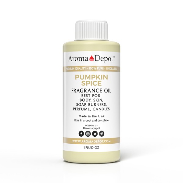 Aroma Depot 30 ml. Pumpkin Spice Perfume Oil for making, Body Oil, Soap, Candle Making & Incense. Our version is a Premium Quality Undiluted & Alcohol Free