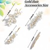4 Pcs Rhinestone Gold Pearl Leaf Wedding Hair Clips Suitable