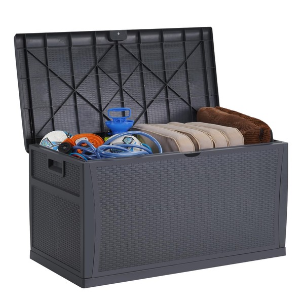 EHHLY 121 Gallon Outdoor Storage Box Large, Lockable Outside Storage