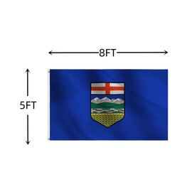Large Canada Alberta Flag 5x8FT, Canadian Province of AB Flags for Outdoor and Indoors,Double Stitched CA Polyester Flags, with Brass Grommets and Stronger Header. (Alberta, 5X8)