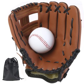 LeapBeast Baseball Gloves, Softball Gloves with 1 Ball, Baseball Training Competition Glove, Thickening Durable Softball Gloves for Children Adults (Brown B, 11.5 Inches)