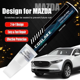COSLAKE Car Touch Up Paint(Platinum Quartz Metallic(47S)) for Mazda, Car Paint Scratch Repair Kit, Quick & Easy Solution to Repair, 2 in 1 Scratch Remover Pen with Color-Matched