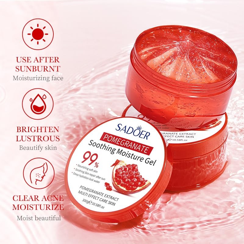Pomegranate gel face cream soothes, moisturizes, reduces acne, and repairs