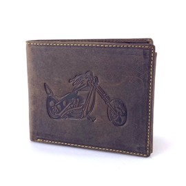 BUFFALO HILL Wallet I Bike Motif I Buffalo Leather Wallet I Genuine Leather Wallet I Landscape Format Men's Wallet I RFID Protection I Leather Wallet with Coin Compartment I 9 Card Slots I 2394, dark