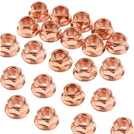 Pack of 50 M10 x 1.5 Locking Nuts Copper, Copper Nut, Exhaust Manifold Self-Locking with Collar According to DIN 6927 Suitable for Exhaust Systems and Car Engines (up to 450 °C Working Range)